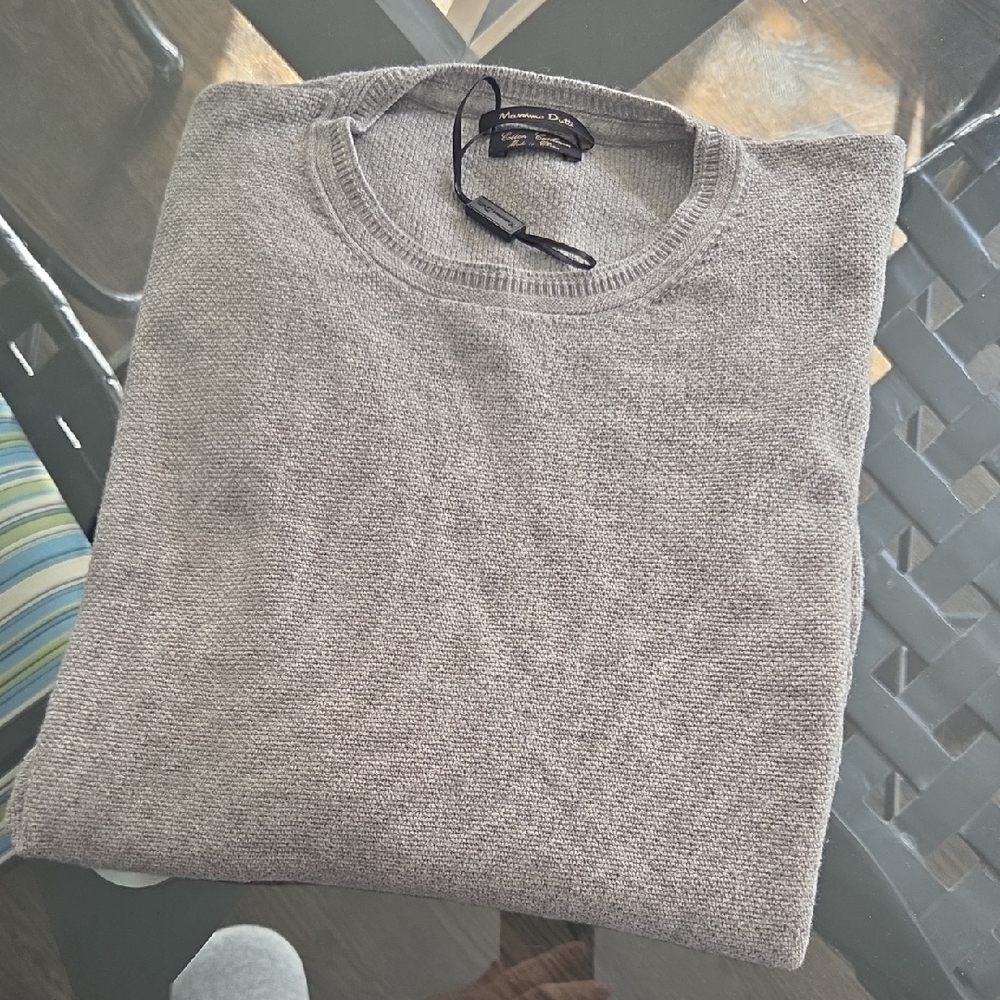 Massimo Dutti Men's Crewneck Sweater - Light Gray
